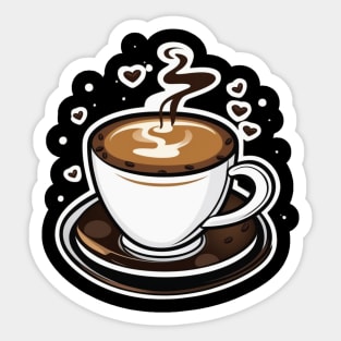 Hot coffee cup with hearts Sticker